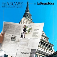 Anteprima copertina per arcase su la repubblica di oggi 8 aprile 2022 con una nuova pagina pubblicitaria dedicata alle locazioni.